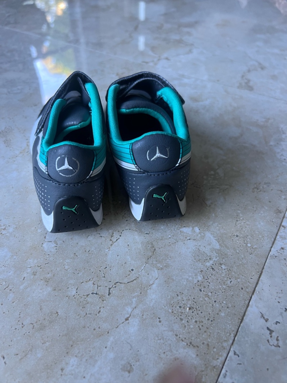 Puma Mercedes AMG Petronas Kids Sneakers Size 2(us) 304331-01 Black Teal Velcro